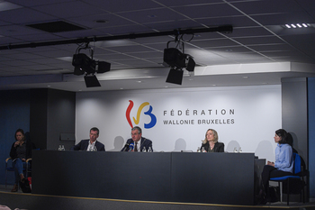 FEDERATION WALLONIA BRUSSELS GOVERNMENT PRESS CONFERENCE